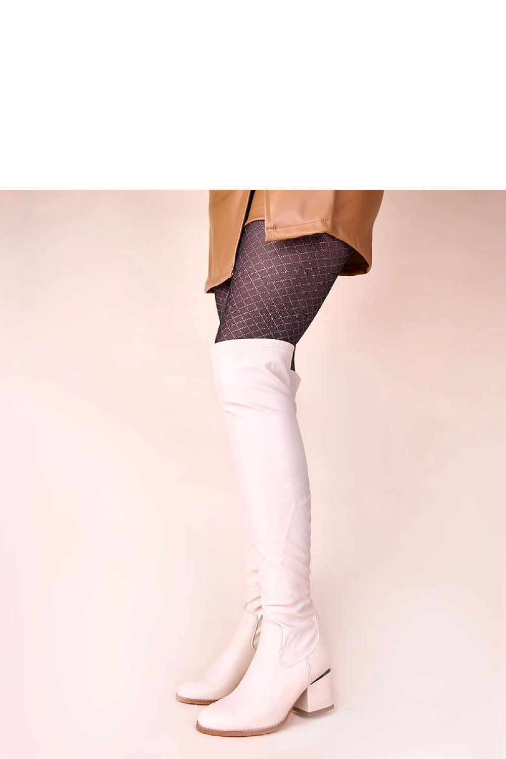 Solea Overknee-Stiefel in Weiß mit Blockabsatz, Seitenansicht