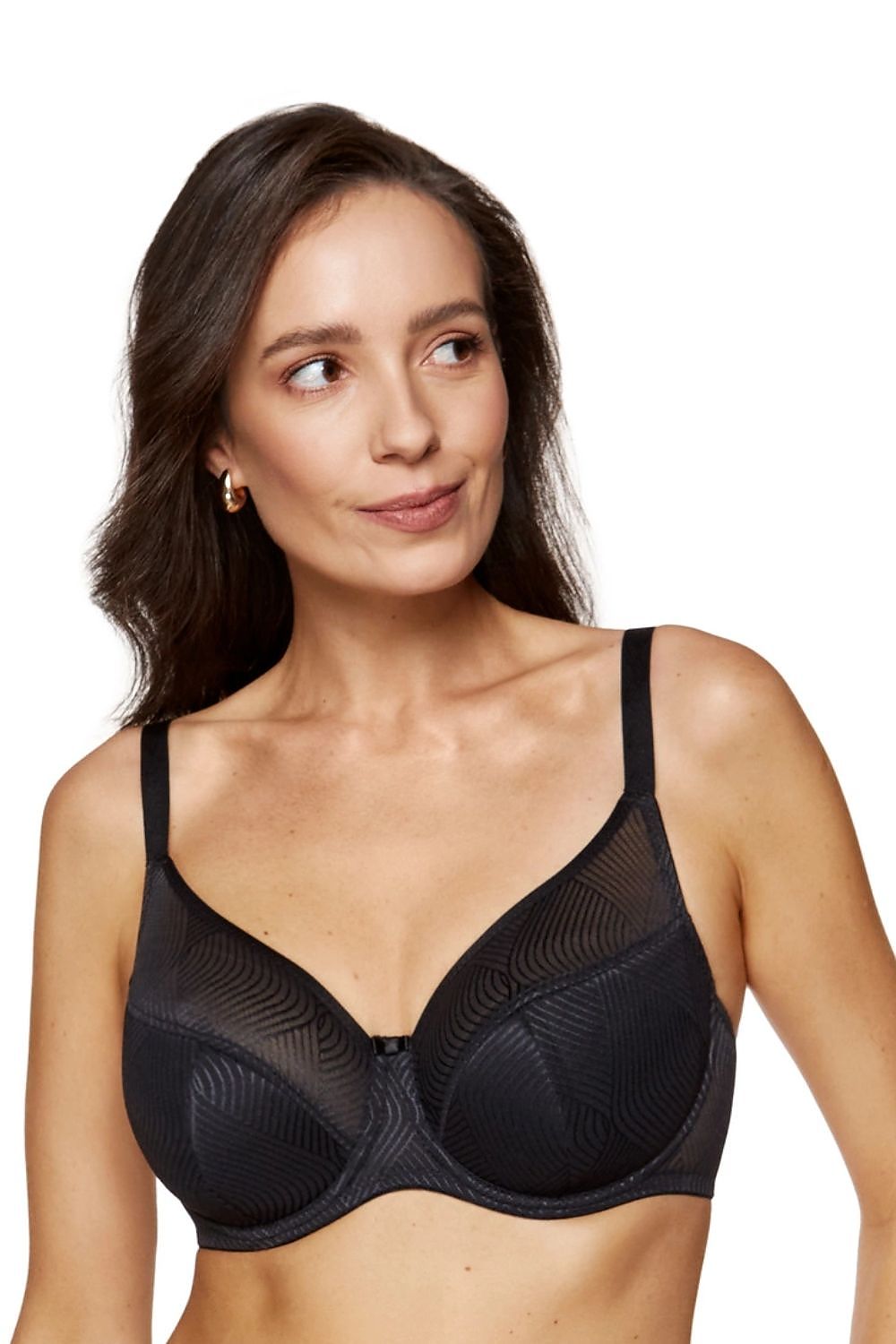 Gorteks Semi-Soft-BH in Schwarz mit geometrischem Muster, Vorderansicht