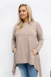 Relevance Tunika in Taupe mit asymmetrischem Saum, Vorderansicht