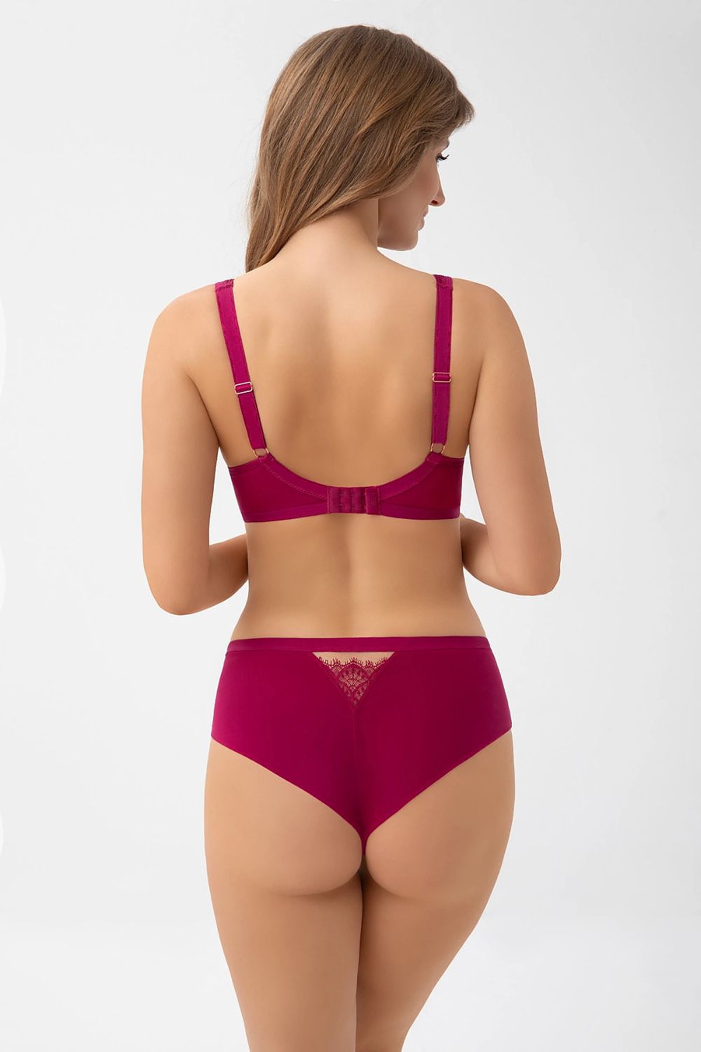 Gorsenia Lingerie Slip bordeaux mit Spitzeneinsatz in Rückansicht