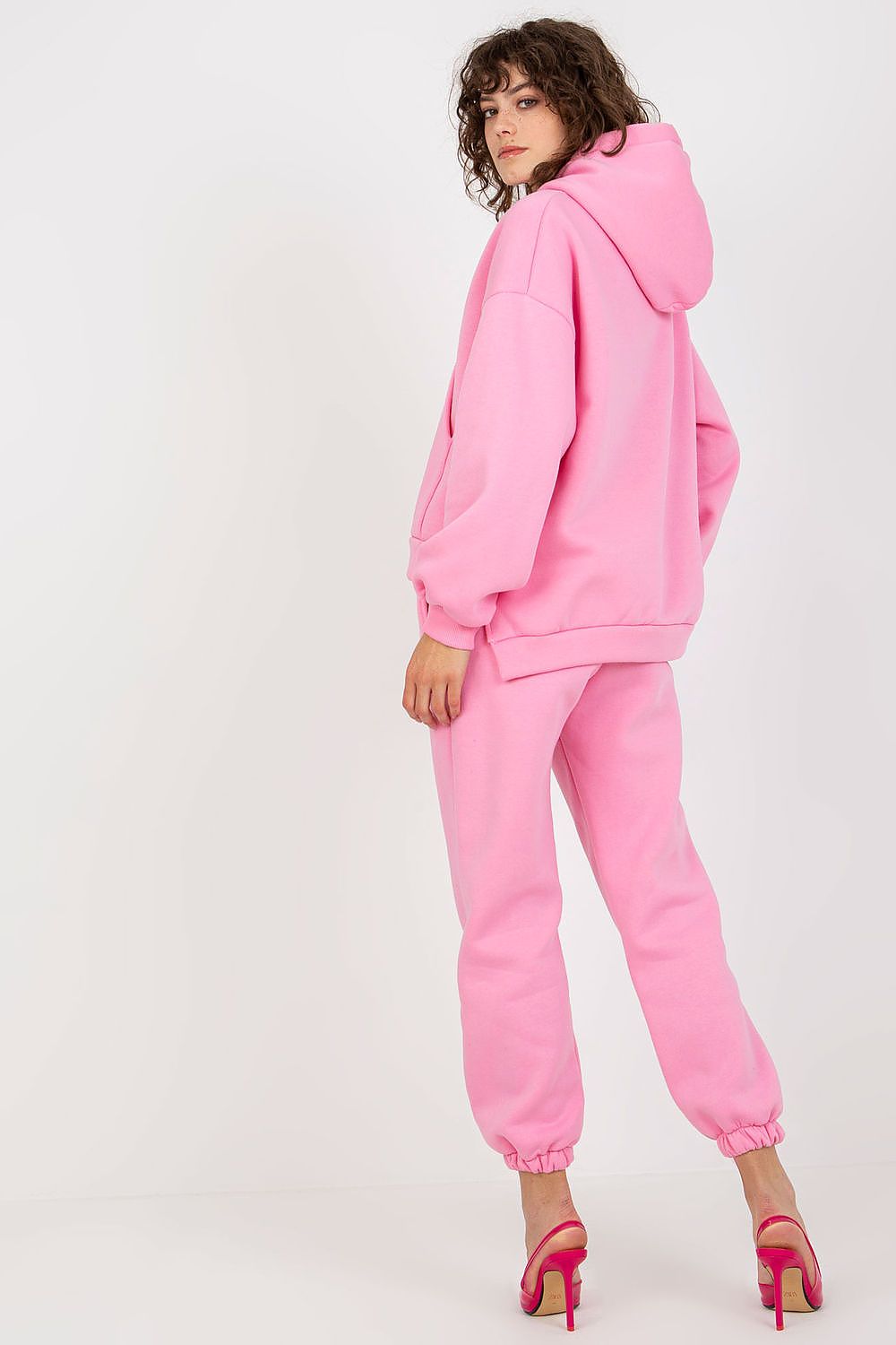 Ex Moda Damen-Sweatanzug in Pink mit Kapuze, Rückansicht