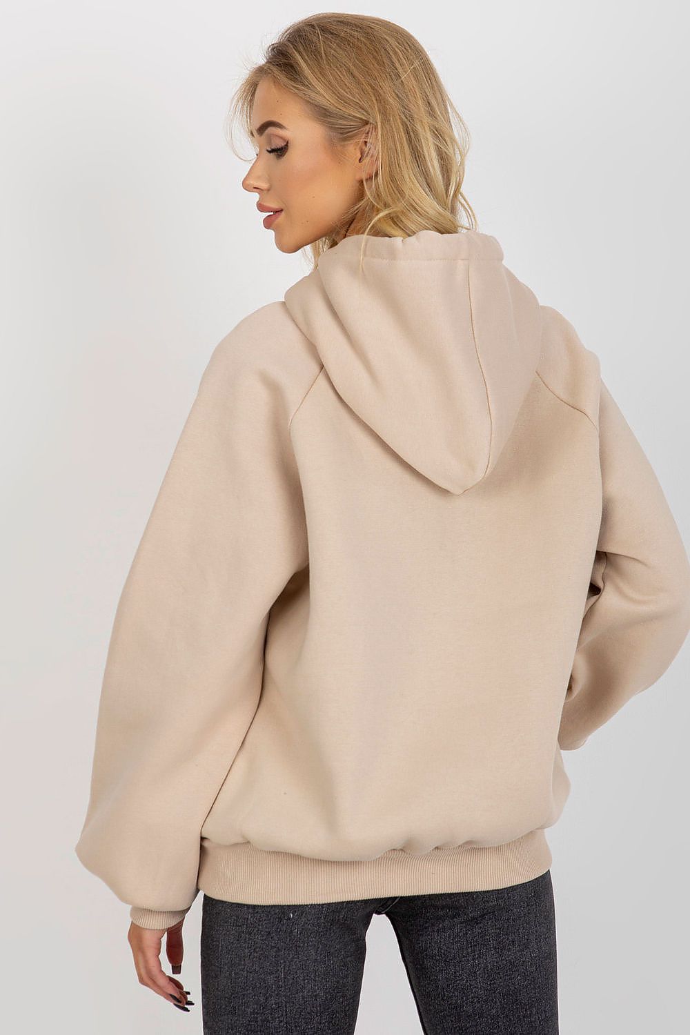 Ex Moda Hoodie in Beige mit Kapuze, Rückansicht