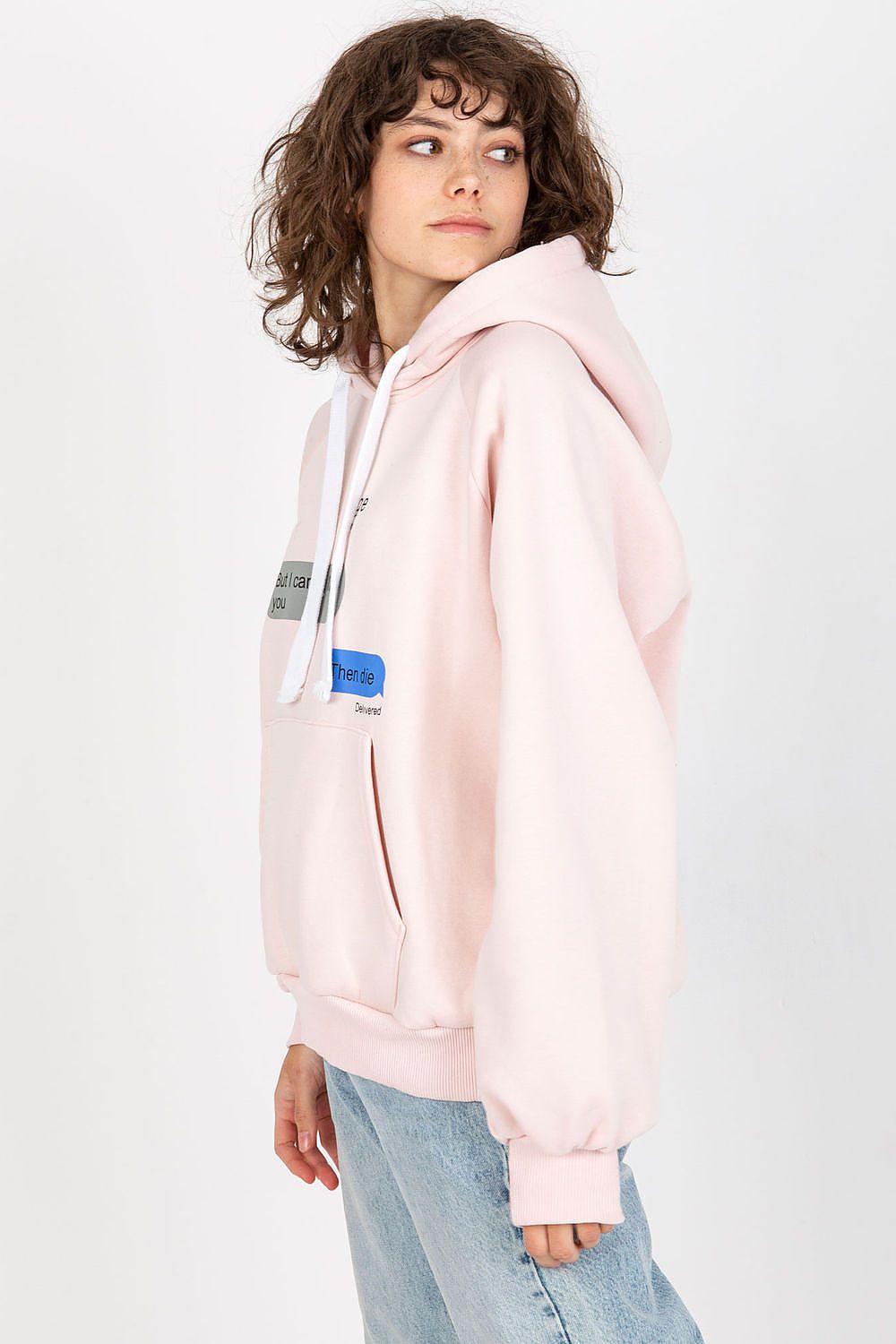 Ex Moda Hoodie in Rosa mit Kängurutasche, Seitenansicht