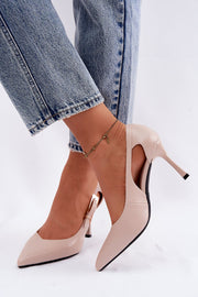 Step in style Pumps in Beige mit spitzer Zehenpartie und Schnalle, Seitenansicht
