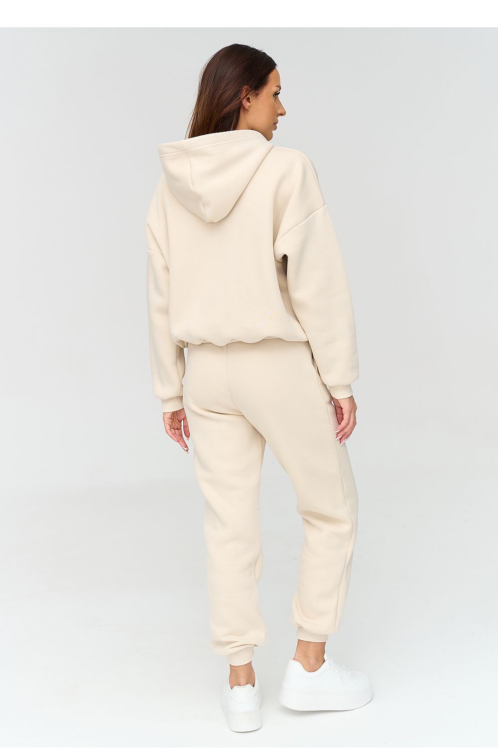 Makadamia Sweatshirt-Set in Creme mit Kapuze, Rückansicht