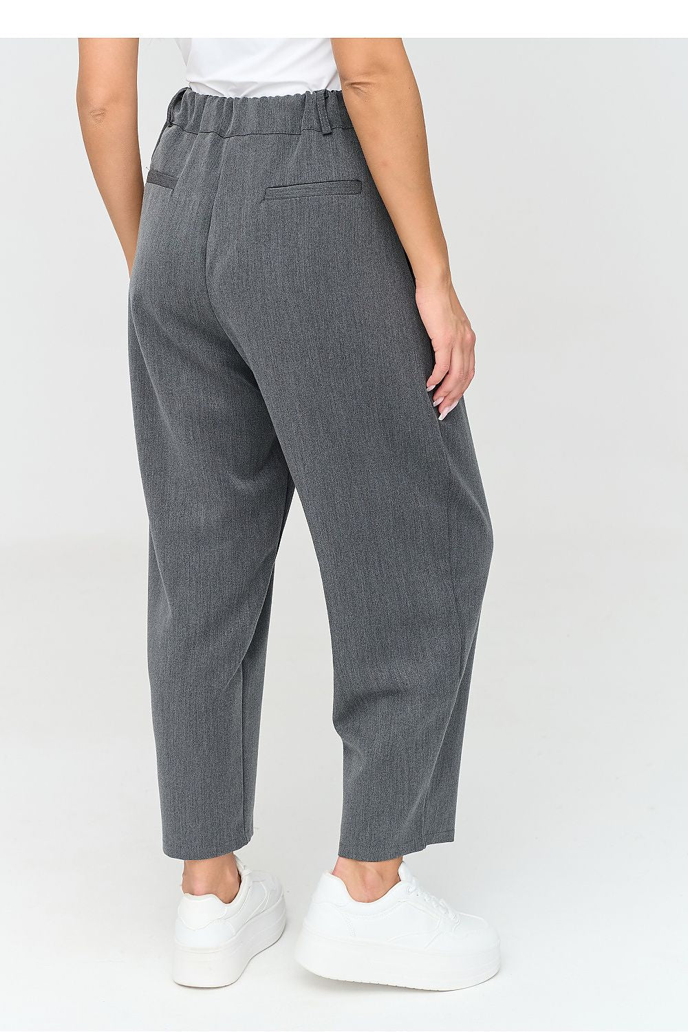 Makadamia Damen-Anzug-Set in Grau, Hose mit weitem Bein, Detailansicht
