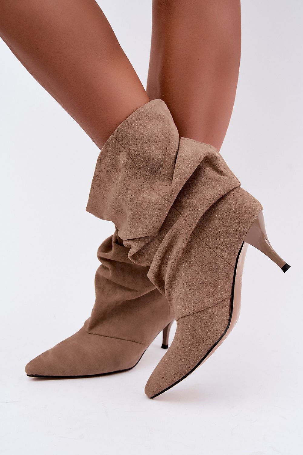Step in style Stiefelette in Taupe mit Absatz, Seitenansicht