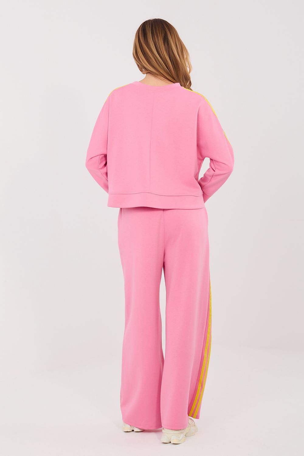 Rue Paris Trainingsanzug-Set in Pink mit Streifen, Rückansicht