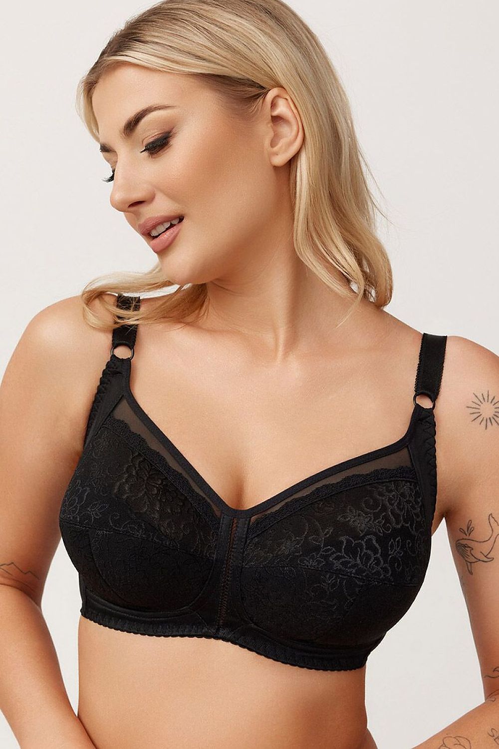 Azal Semi-Soft-BH in Schwarz mit Spitze, Vorderansicht