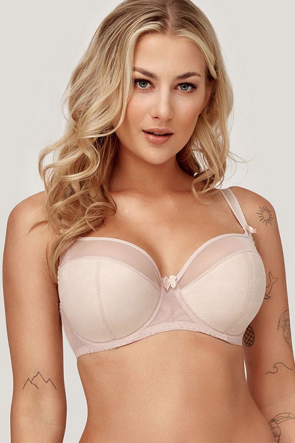 Azal BH in Beige mit glatten Cups, Vorderansicht