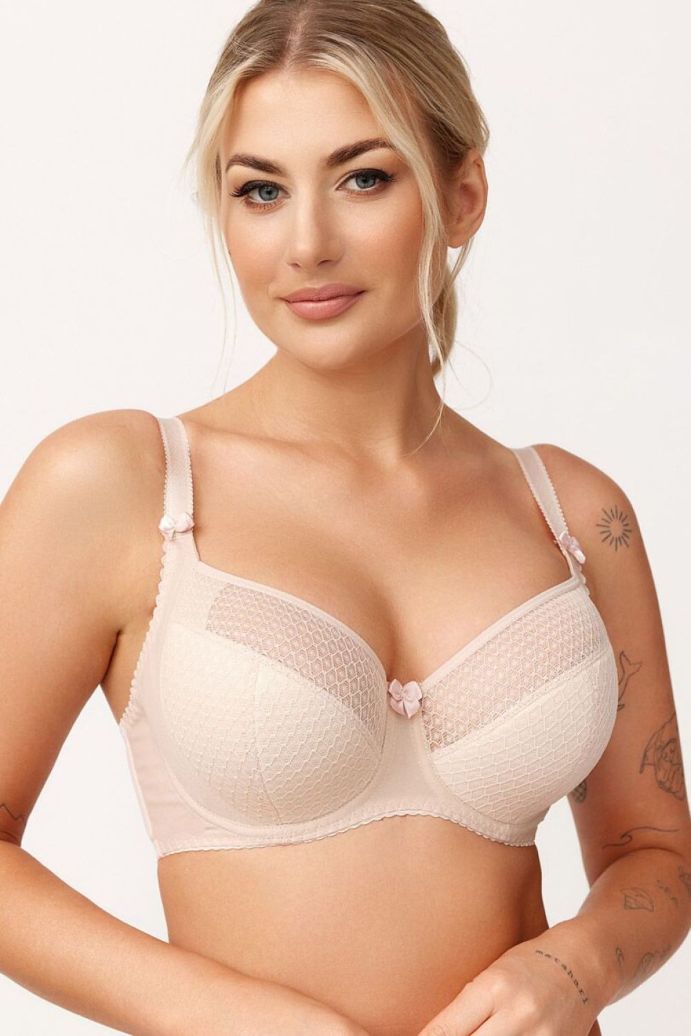 Azal Semi-Soft-BH Puderrosa mit Spitzeneinsatz in Vorderansicht