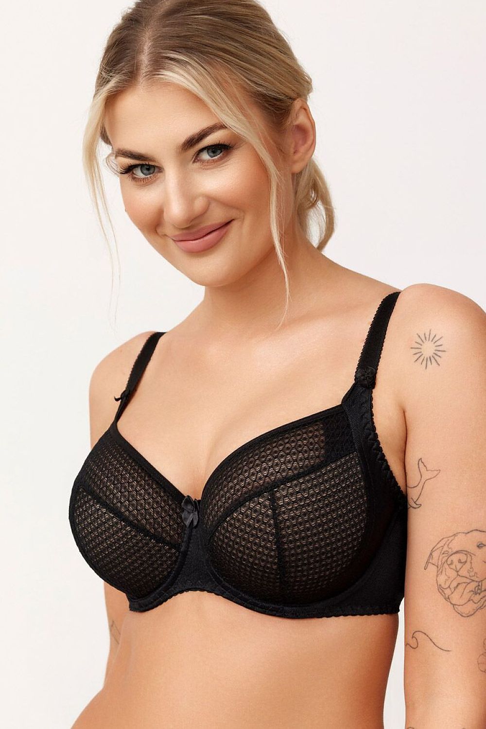 Azal Semi-Soft-BH Schwarz mit transparenter Spitze in Vorderansicht