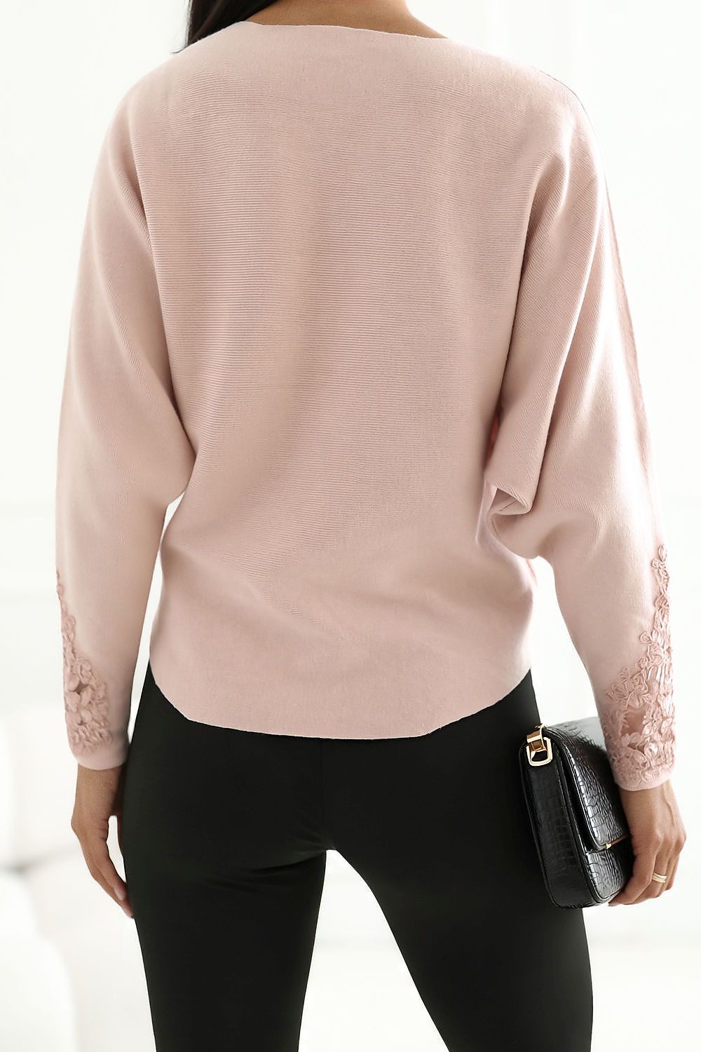Factory Price Pullover in Rosa mit Spitzenbesatz, Rückansicht