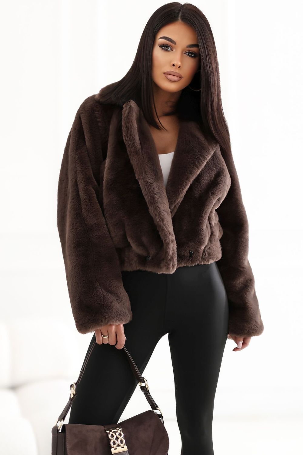 Factory Price Jacke in Braun mit Reverskragen, Vorderansicht
