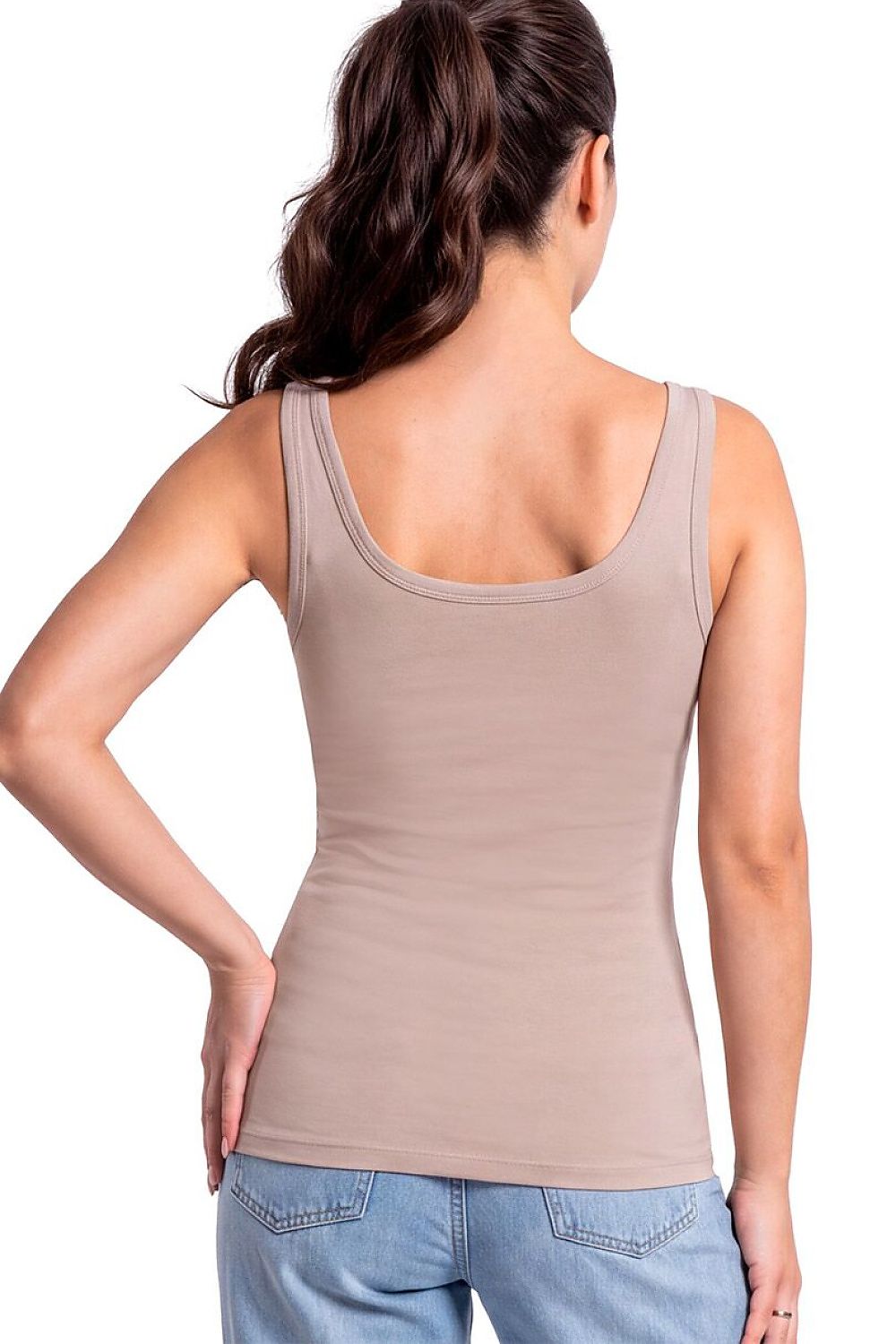 Donna Top in Beige mit breiten Trägern, Rückansicht