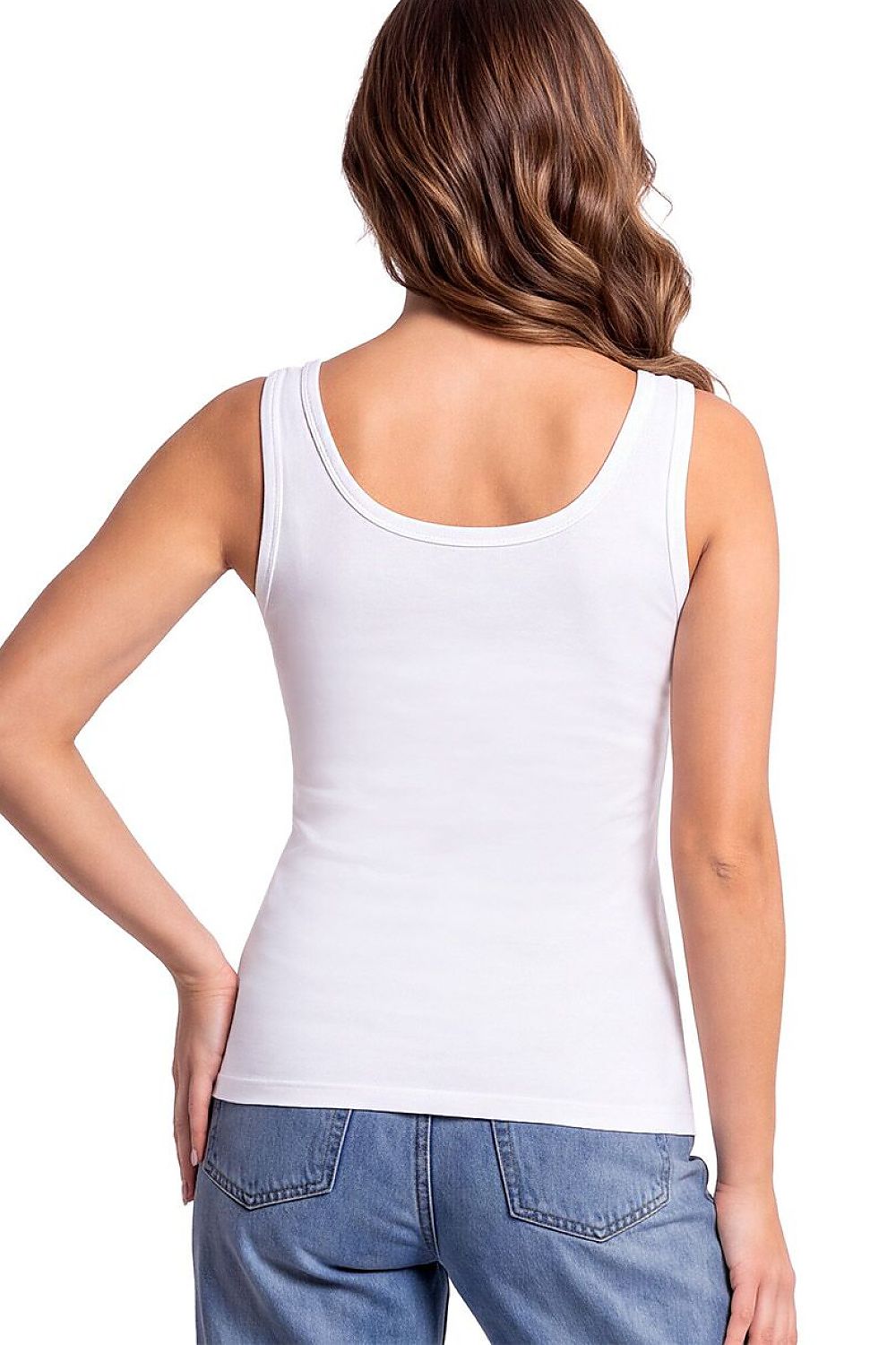 Donna Top in Weiß mit breiten Trägern, Rückansicht