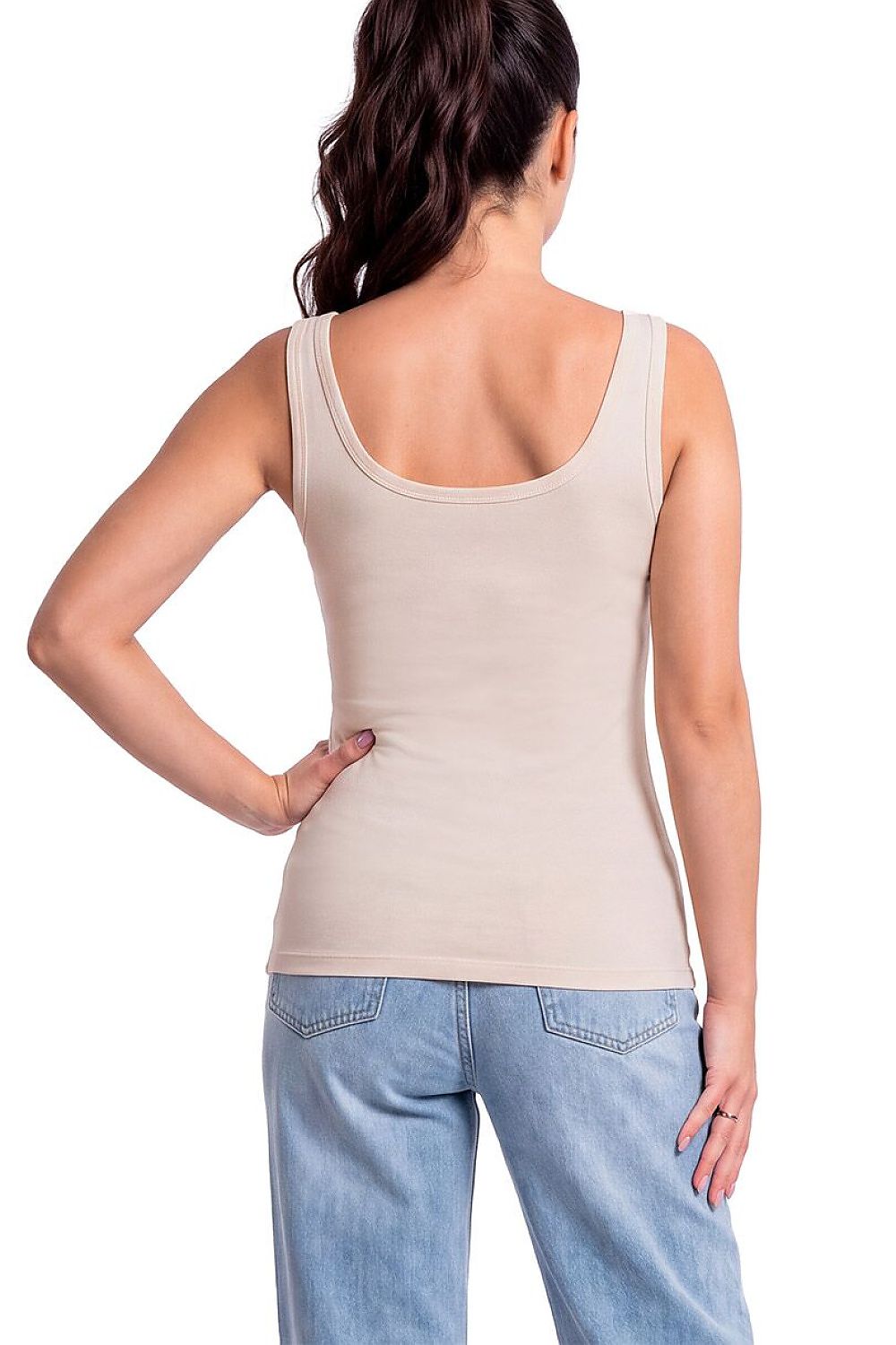 Donna Top in Beige mit breiten Trägern, Rückansicht