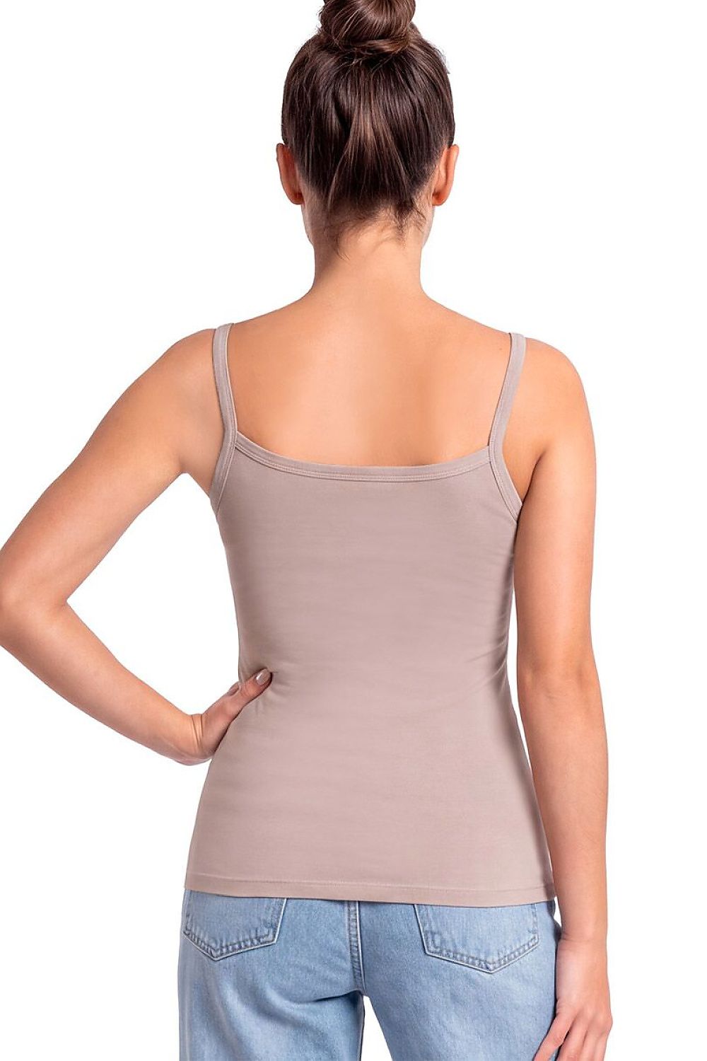 Donna Top in Taupe mit schmalen Trägern, Rückansicht