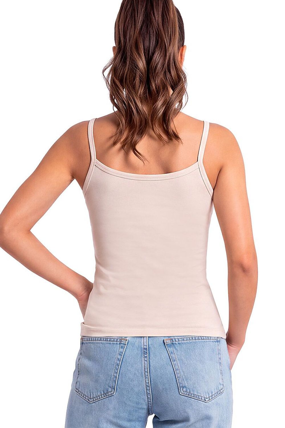 Donna Top in Creme mit schmalen Trägern, Rückansicht