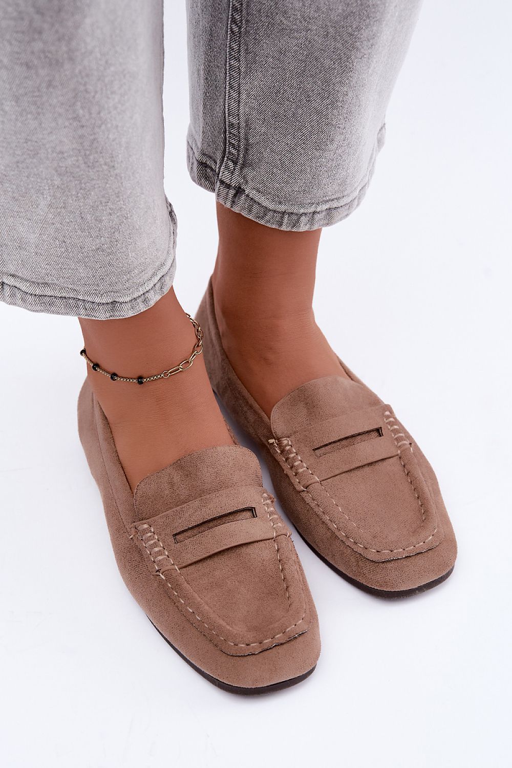 Step in style Mokassin in Taupe mit Zierlasche, Vorderansicht