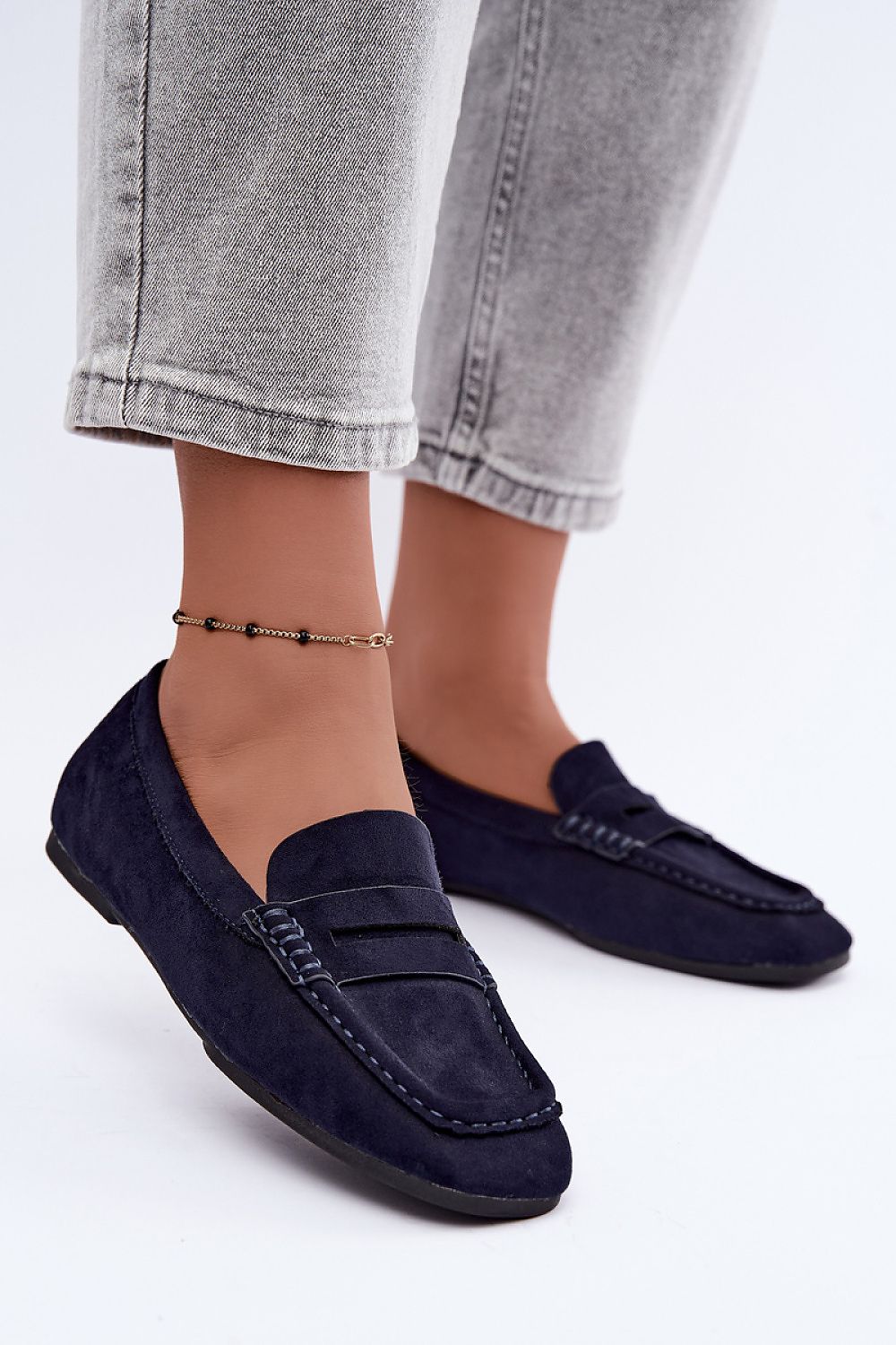 Step in style Mokassin in Marineblau mit Zierlasche, Seitenansicht