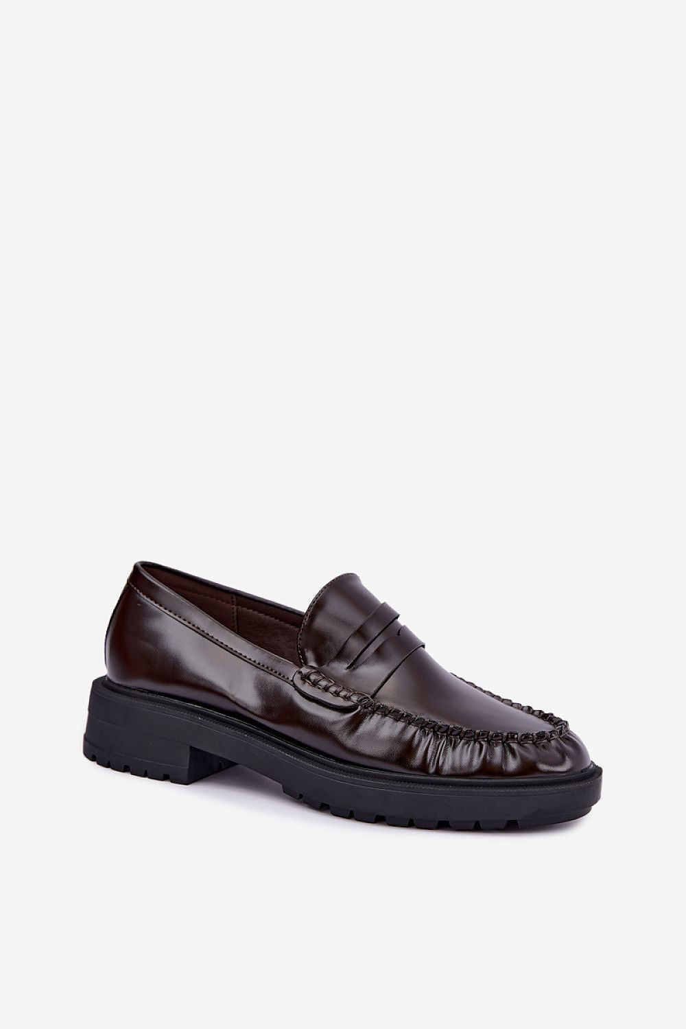 Step in style Mokassin dunkelbraun mit Zier-Raffung, Seitenansicht