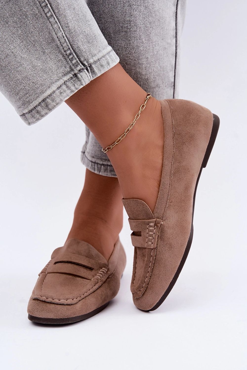 Step in style Mokassin in Taupe mit Zierlasche, Seitenansicht