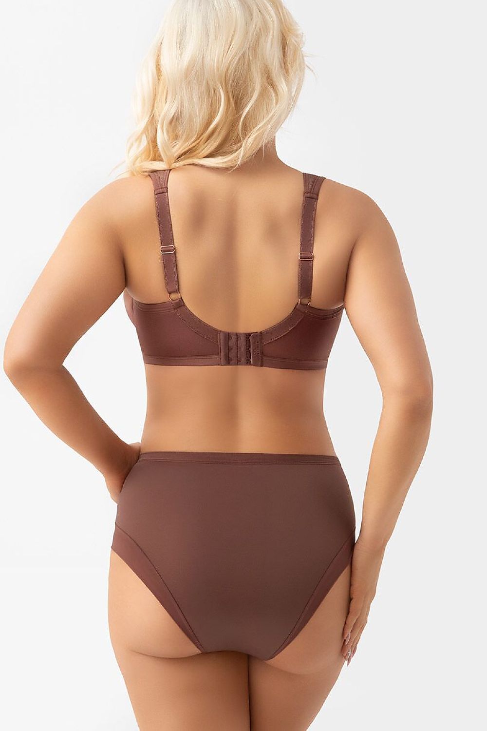 Gorsenia Lingerie Soft-BH in Braun mit verstellbaren Trägern, Rückansicht