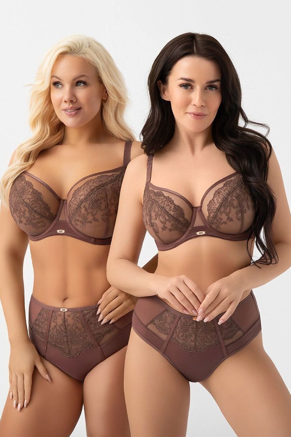 Gorsenia Lingerie Soft-BH braun mit floraler Spitze, Vorderansicht