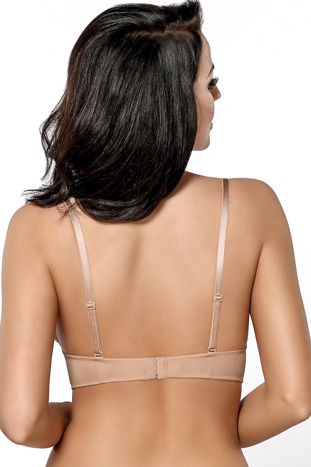 Gorsenia Lingerie Push-up-BH in Beige mit schmalen Trägern, Rückansicht