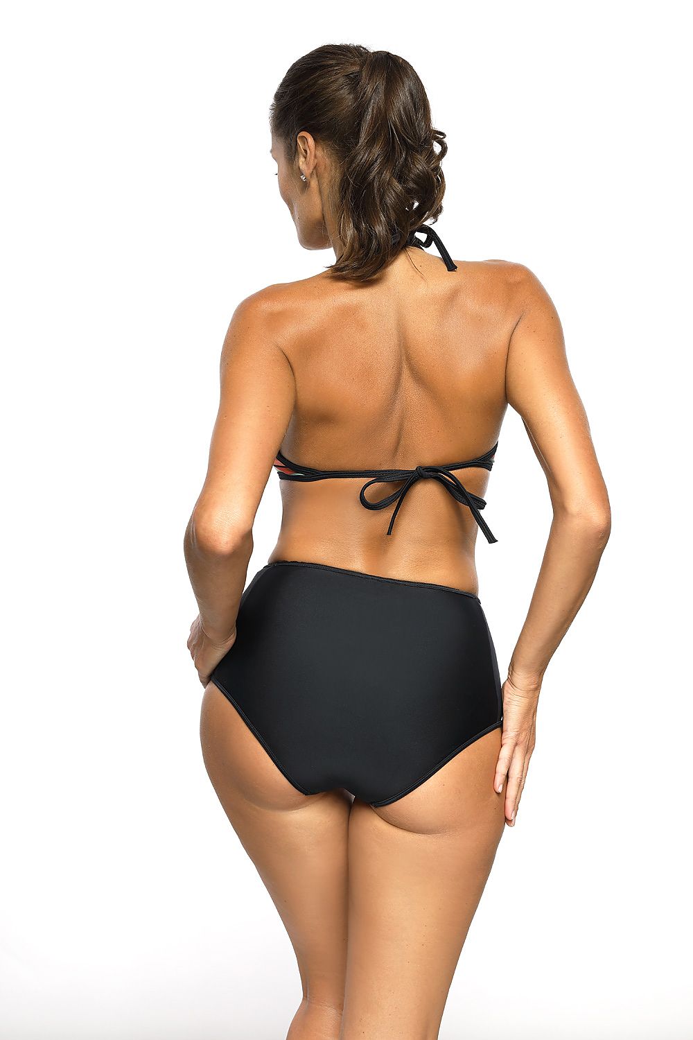Marko Bikini-Set schwarz mit Streifenmuster, Rückansicht
