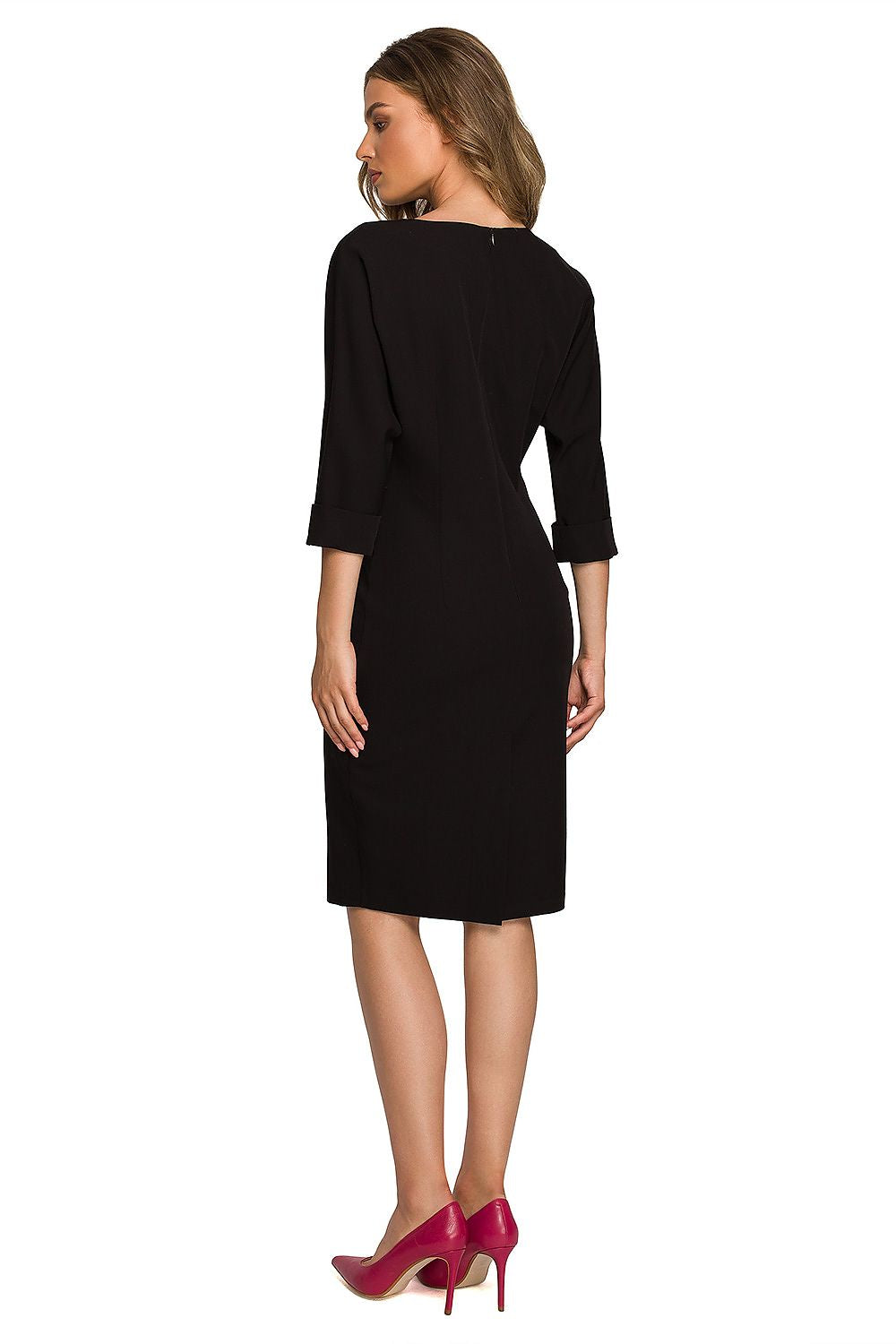 Stylove Kleid in Schwarz mit Fledermausärmeln, Rückansicht