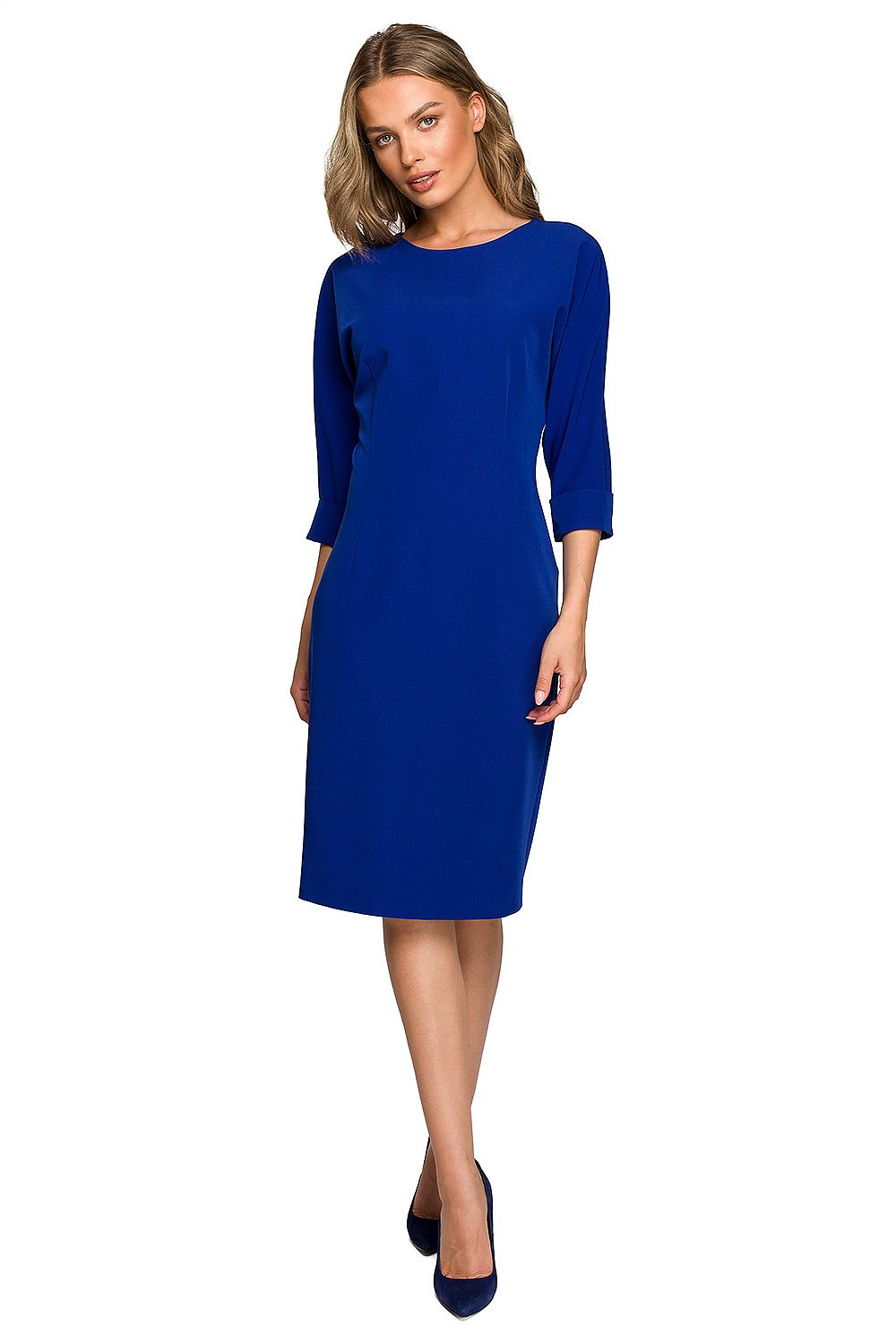 Stylove Kleid in Blau mit Fledermausärmeln, Vorderansicht