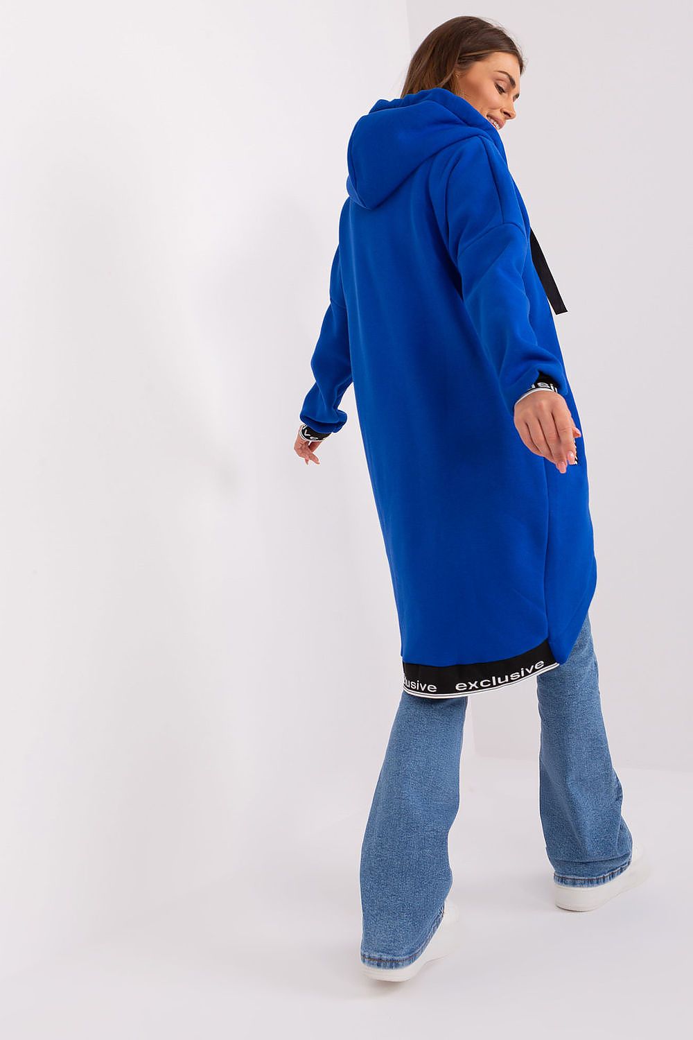 Relevance Longline-Kapuzen-Sweatshirt in Blau mit Kapuze, Rückansicht