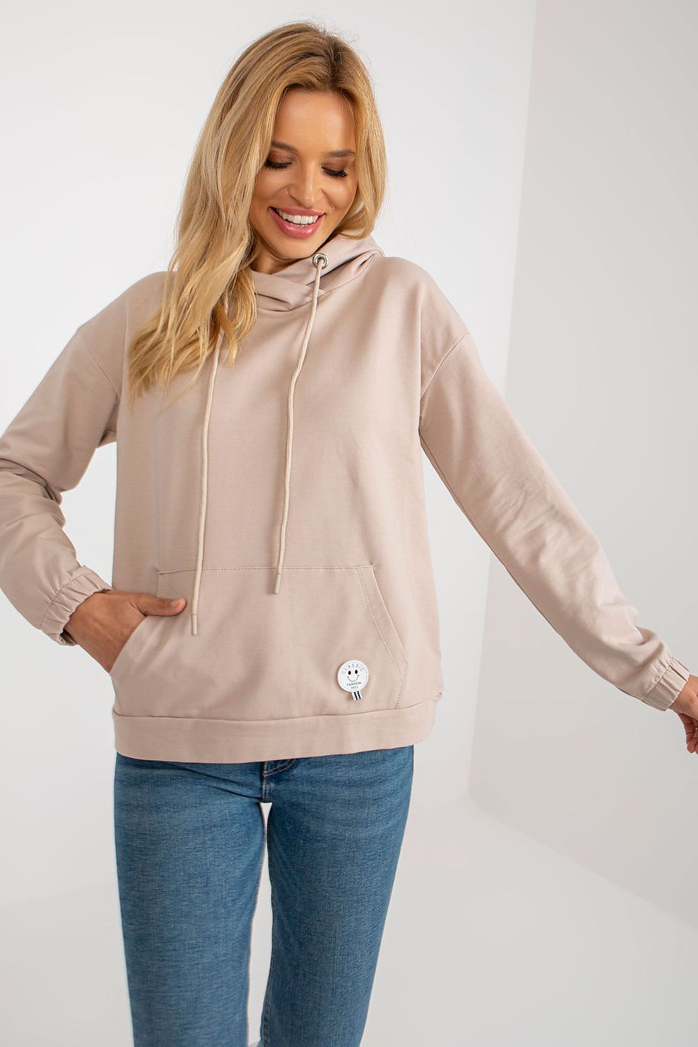 Relevance Kapuzen-Sweatshirt hellrosa mit Kängurutasche, Vorderansicht