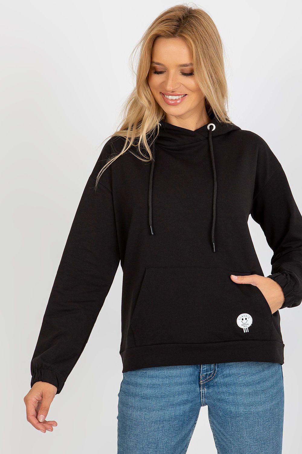 Relevance Kapuzen-Sweatshirt schwarz mit Kängurutasche, Vorderansicht