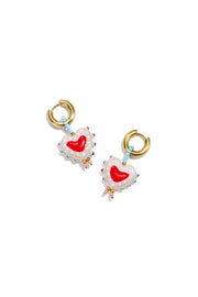 Ohrringe mit Herzmotiv aus 14-karätig vergoldetem Edelstahl, schlichte Serie „Damenschmuck“,