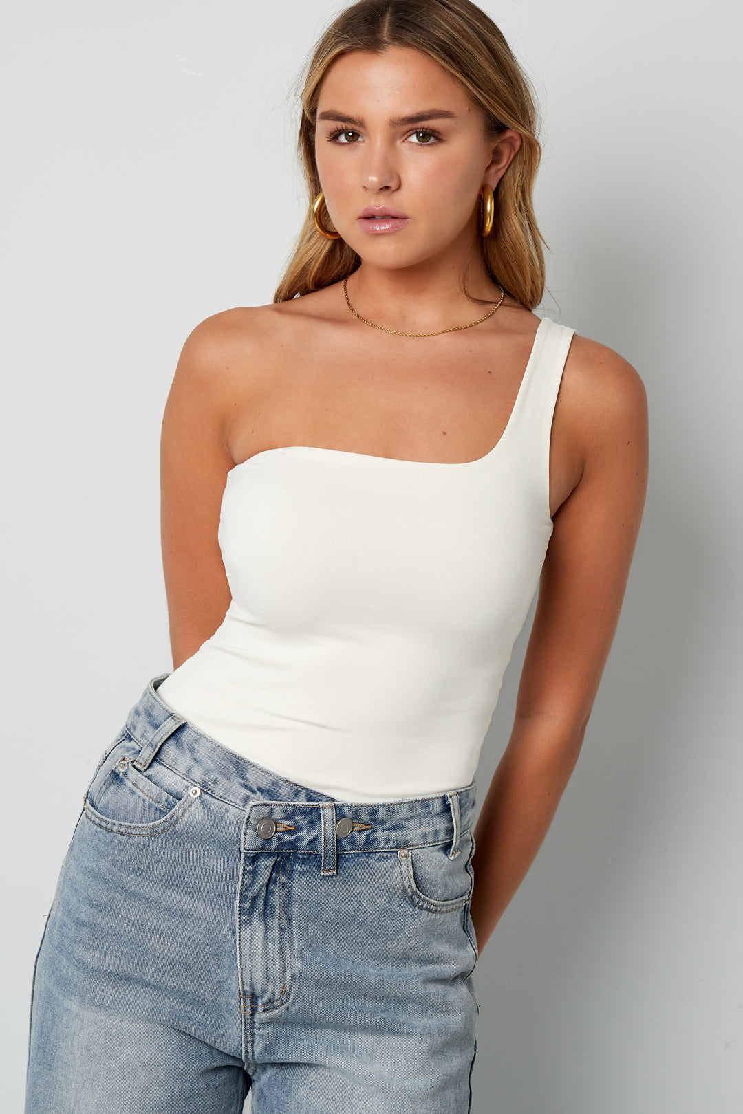 Strick-Nylon-Shapewear-Bodysuit Ein-Schulter Frühling/Sommer Einfarbig
