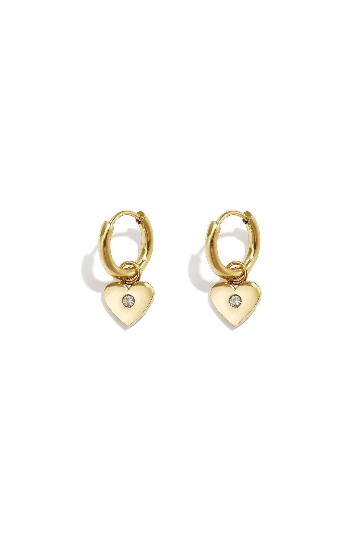 Ohrhänger aus 14-karätig vergoldetem Edelstahl, Herzform, schlichte Alltags-Serie, Damenschmuck