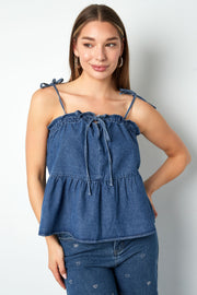 Gewebte Jeans Damen Casual Top Frühling/Sommer Einfarbig