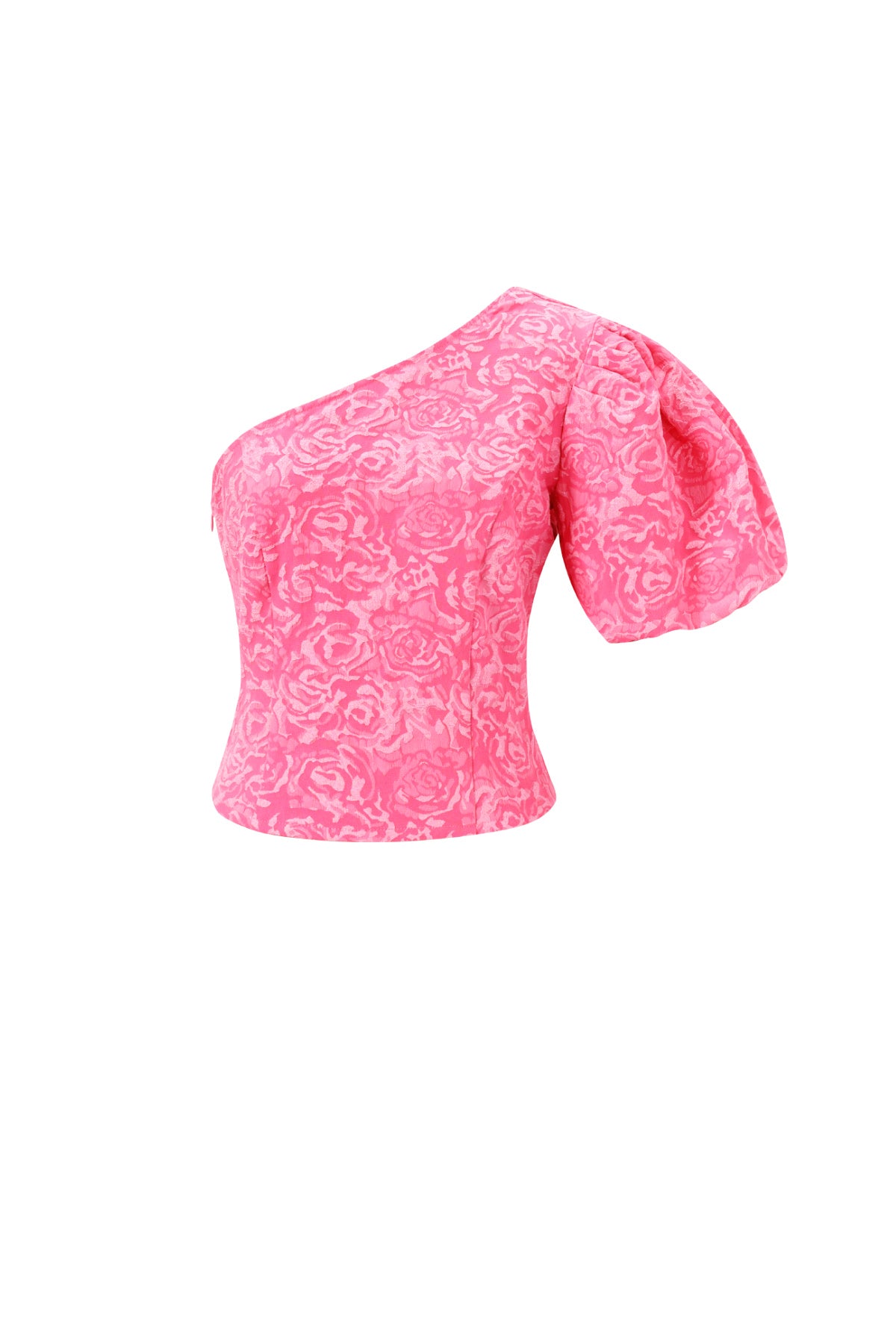Gewebte Polyesterfasern Damen Ein-Schulter Oberteil Elegantes Blumenmuster