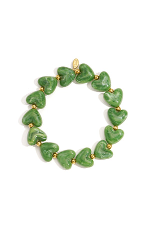 Elastic heart beaded bracelet