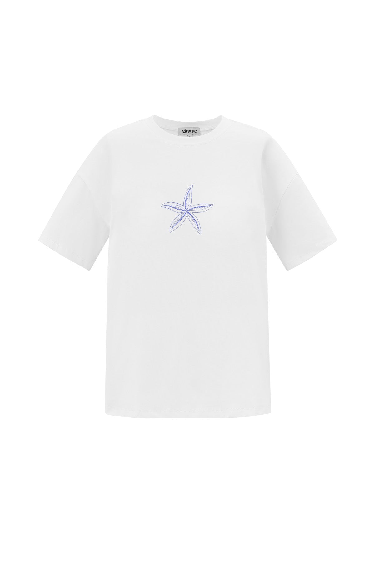 Baumwolle Damen T-Shirt Casual Bestickter Seestern