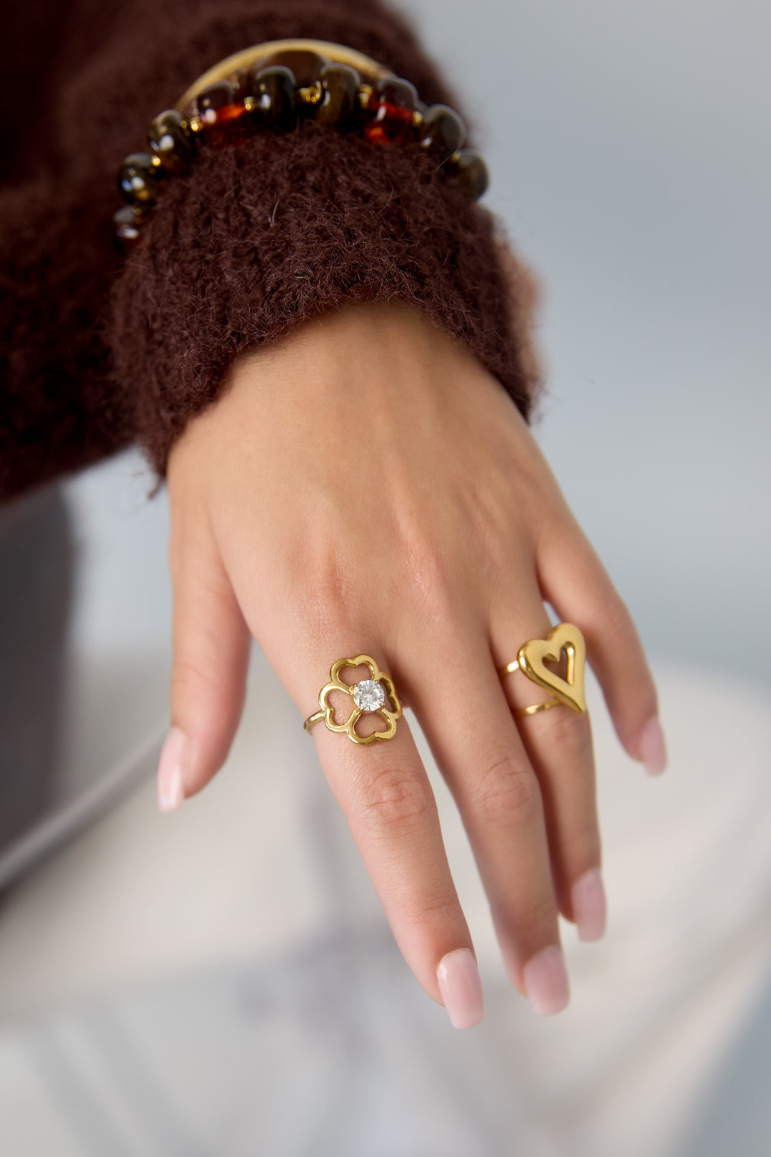 Minimalistische Ringe aus Edelstahl, Herzform, schlichte Alltags-Serie, Damenschmuck