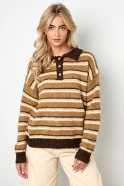 Gestrickter Polopullover mit Streifen