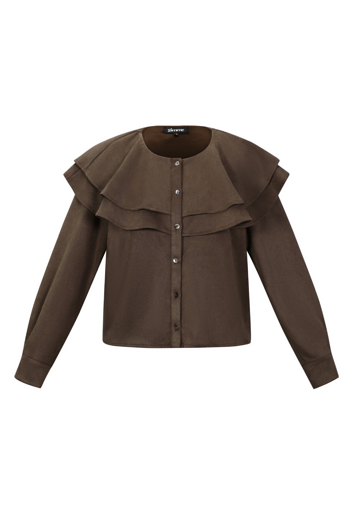 Woven Polyester Fiber Damen Bluse Elegant Ruffle Trim
