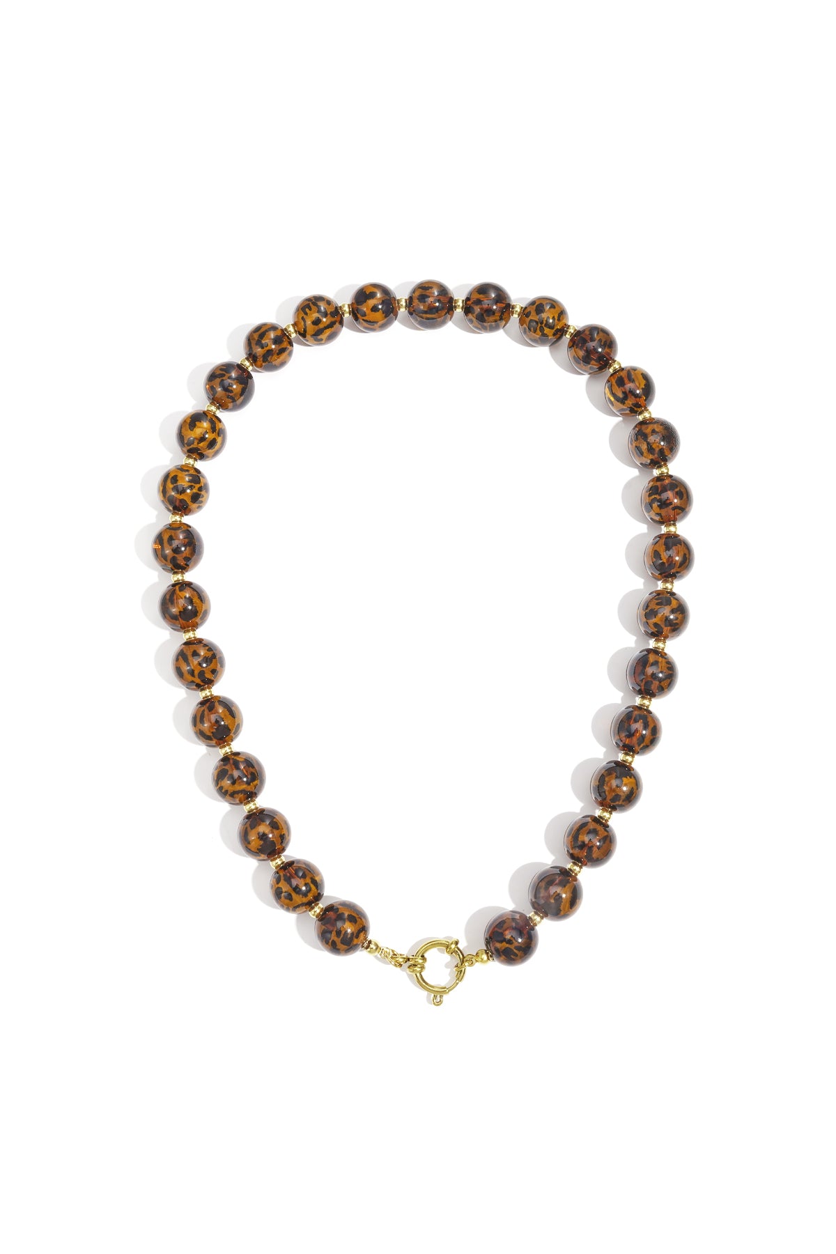 Halsketten mit Acrylperlen, Leopardenmuster, Retro, Alltag, klassische Serie, Damenschmuck, 14 mm