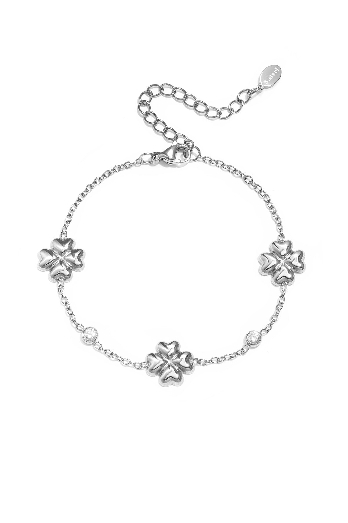 Kleeblatt-Armband mit abwechselnden Steinen