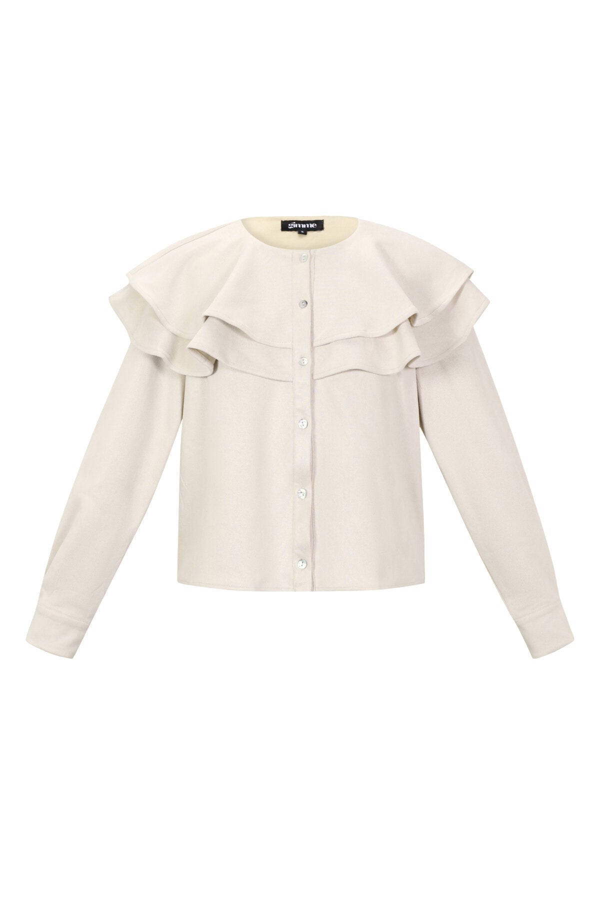 Woven Polyester Fiber Damen Bluse Elegant Ruffle Trim