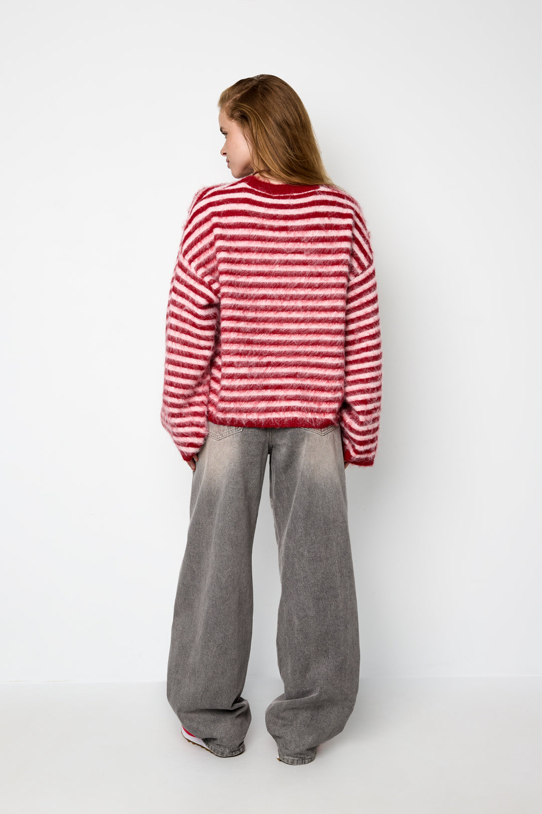 Strickpullover aus Polyesterfaser (Polyester) mit Streifen, Herbst-/Winterkleidung